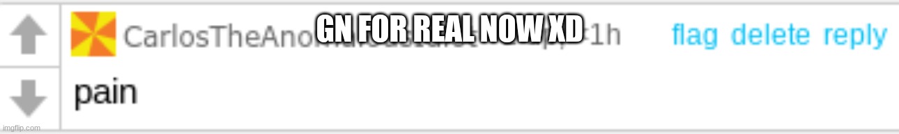 Pain | GN FOR REAL NOW XD | image tagged in pain | made w/ Imgflip meme maker