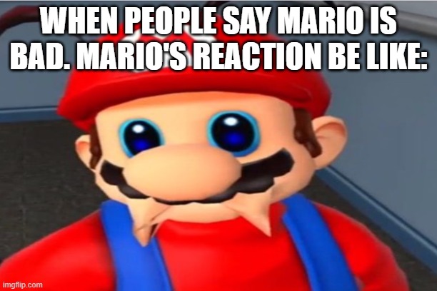 WHEN PEOPLE SAY MARIO IS BAD. MARIO'S REACTION BE LIKE: | image tagged in x x everywhere | made w/ Imgflip meme maker