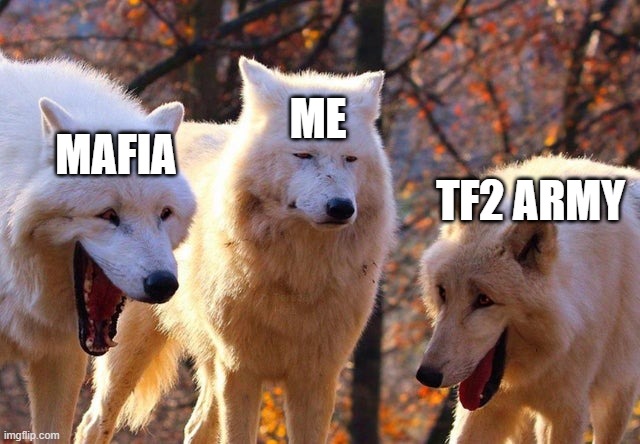 i ain't going to any sides i'm just gonna run solo | ME; MAFIA; TF2 ARMY | image tagged in the three wolves | made w/ Imgflip meme maker