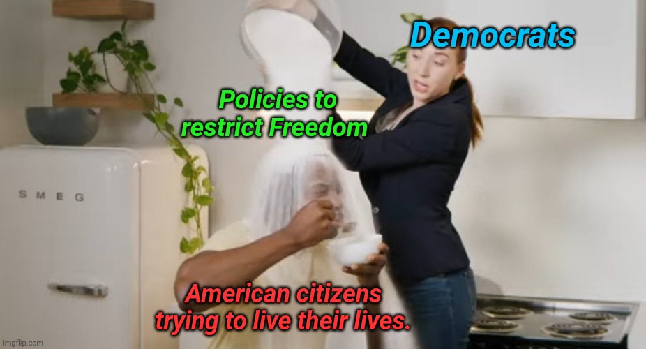 But democrats fight against authoritarianism | Democrats; Policies to restrict Freedom; American citizens trying to live their lives. | image tagged in sugar dump | made w/ Imgflip meme maker