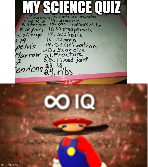 Science quiz meme | MY SCIENCE QUIZ | image tagged in infinite iq,science | made w/ Imgflip meme maker