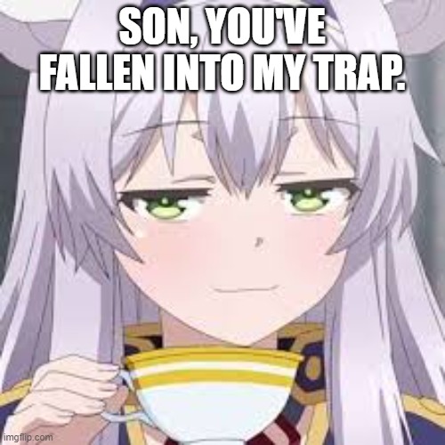 smug anime face | SON, YOU'VE FALLEN INTO MY TRAP. | image tagged in smug anime face | made w/ Imgflip meme maker