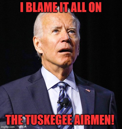 Joe Biden | I BLAME IT ALL ON THE TUSKEGEE AIRMEN! | image tagged in joe biden | made w/ Imgflip meme maker