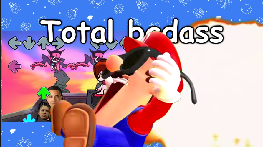 Mario plays FNF: Total badass Blank Meme Template