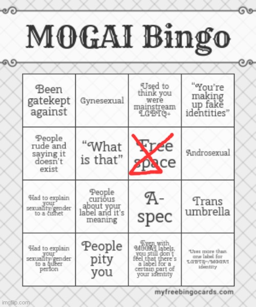 ( : | image tagged in mogai bingo | made w/ Imgflip meme maker