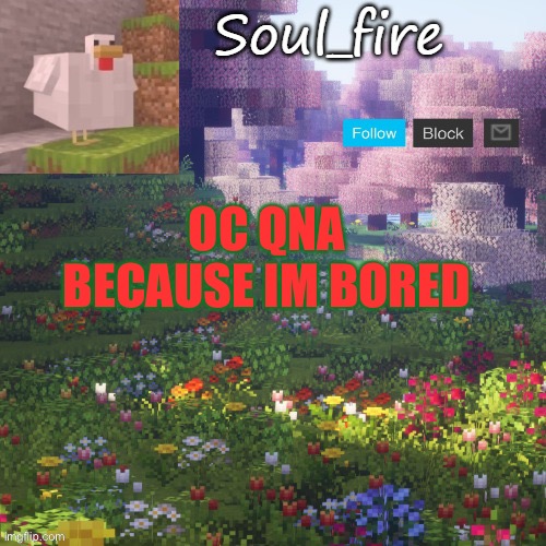 don’t ask why, just so I have something to do | OC QNA BECAUSE IM BORED | image tagged in soul_fires minecraft temp ty yachi | made w/ Imgflip meme maker
