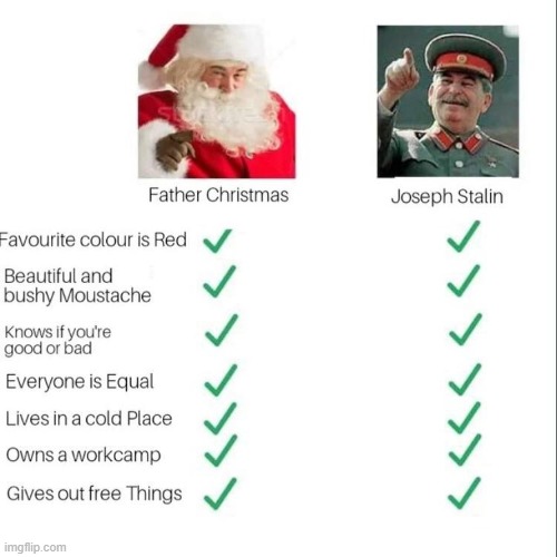 I think I know why Santa Claus is not alive. He got killed because he didn't let his doctors in. | image tagged in stalin,memes,santa claus | made w/ Imgflip meme maker