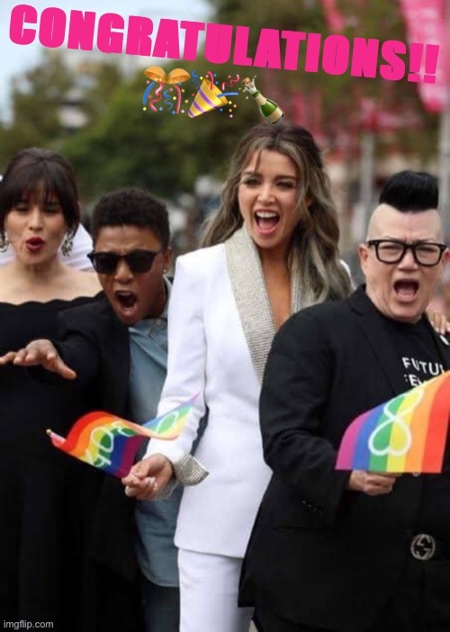 Dannii LGBTQ congratulations | image tagged in dannii lgbtq congratulations | made w/ Imgflip meme maker