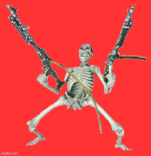 Skeleton with guns | image tagged in skeleton with guns | made w/ Imgflip meme maker