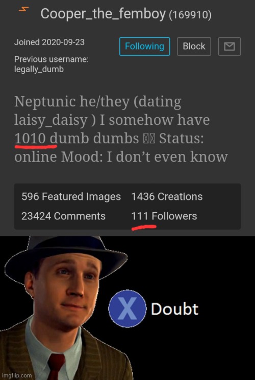 image tagged in l a noire press x to doubt | made w/ Imgflip meme maker