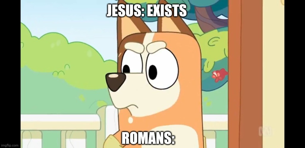 Well yes but actually no | JESUS: EXISTS; ROMANS: | image tagged in angry chilli,funny,history | made w/ Imgflip meme maker