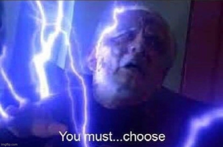 You must... choose | image tagged in you must choose | made w/ Imgflip meme maker