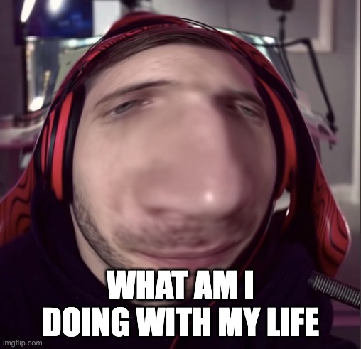 Pewdiepie distorted | WHAT AM I DOING WITH MY LIFE | image tagged in pewdiepie distorted | made w/ Imgflip meme maker