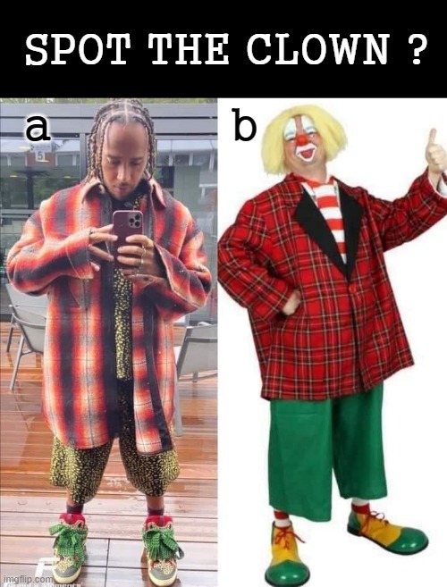 Spot the Clown ? | SPOT THE CLOWN ? a            b | image tagged in coollew | made w/ Imgflip meme maker