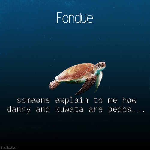 turtle template-Fondue | someone explain to me how danny and kuwata are pedos... | image tagged in turtle template-fondue | made w/ Imgflip meme maker