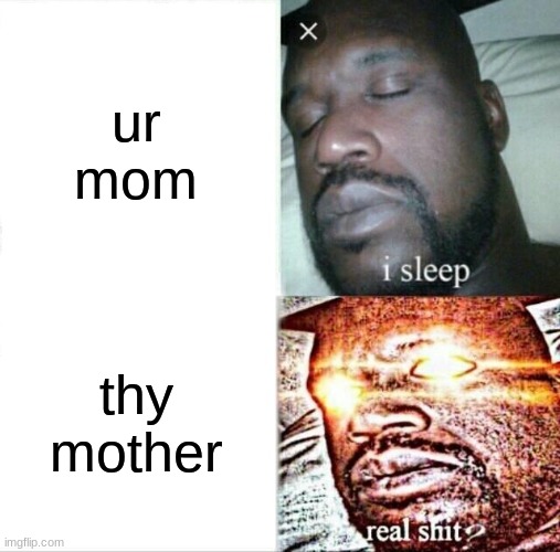 Sleeping Shaq Meme | ur mom; thy mother | image tagged in memes,sleeping shaq | made w/ Imgflip meme maker