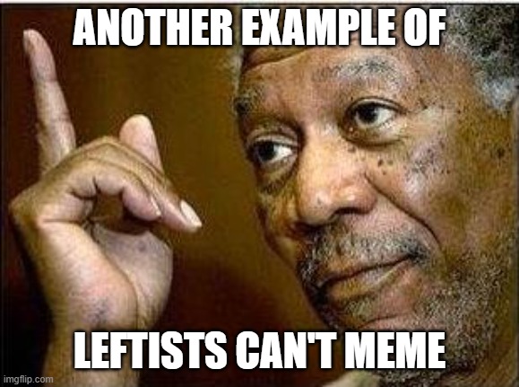 morgan freeman | ANOTHER EXAMPLE OF LEFTISTS CAN'T MEME | image tagged in morgan freeman | made w/ Imgflip meme maker