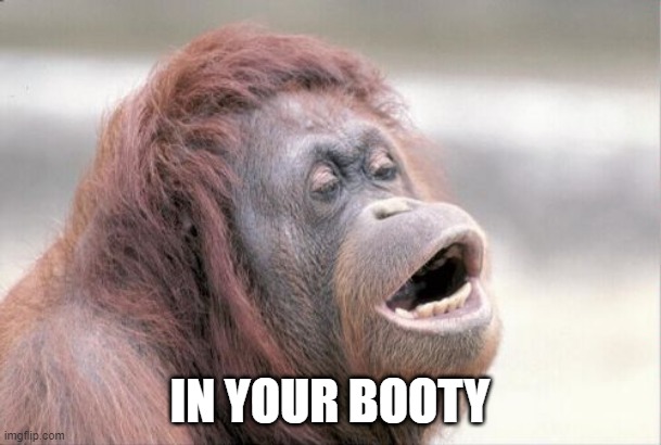 Monkey OOH Meme | IN YOUR BOOTY | image tagged in memes,monkey ooh | made w/ Imgflip meme maker