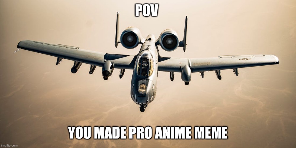 No not happening | POV; YOU MADE PRO ANIME MEME | image tagged in a-10 warthog | made w/ Imgflip meme maker