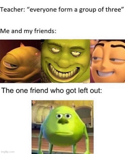 my and my friends | image tagged in shrek,mike wasowski sully face swap | made w/ Imgflip meme maker