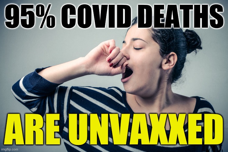 truth hurts. god saves. | 95% COVID DEATHS; ARE UNVAXXED | image tagged in yawn,kyliefan,inspiration,inspirational memes,covidiots,antivax | made w/ Imgflip meme maker