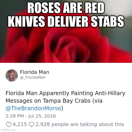 Crabs | ROSES ARE RED
KNIVES DELIVER STABS | image tagged in funny,roses are red,crabs,lol,funny memes,memes | made w/ Imgflip meme maker