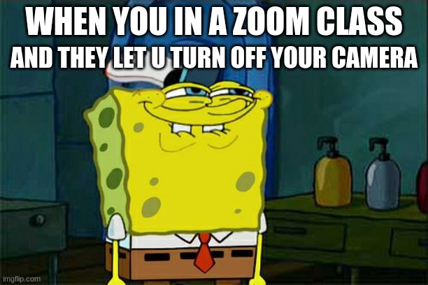 Don't You Squidward | AND THEY LET U TURN OFF YOUR CAMERA; WHEN YOU IN A ZOOM CLASS | image tagged in memes,don't you squidward | made w/ Imgflip meme maker