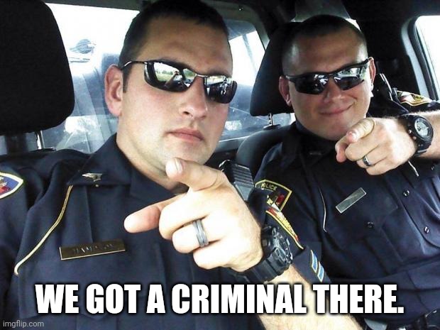 Cops | WE GOT A CRIMINAL THERE. | image tagged in cops | made w/ Imgflip meme maker