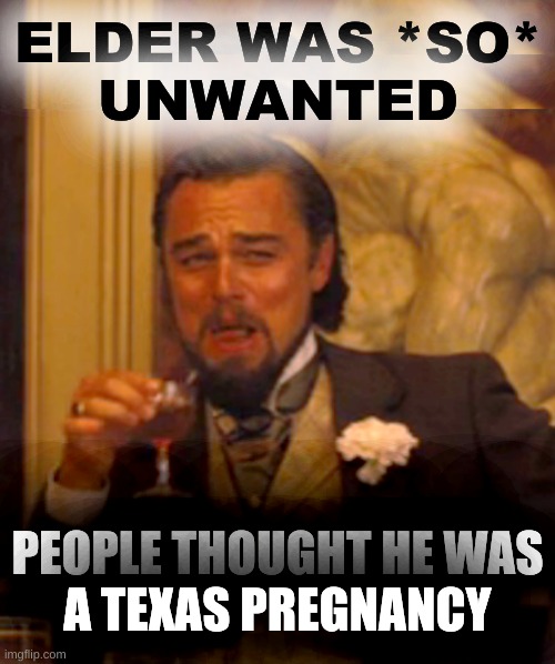 texas won't be GOP for long | ELDER WAS *SO*
UNWANTED; PEOPLE THOUGHT HE WAS
A TEXAS PREGNANCY | image tagged in memes,laughing leo,election loser,larry elder,gavin newsome,california recall election | made w/ Imgflip meme maker