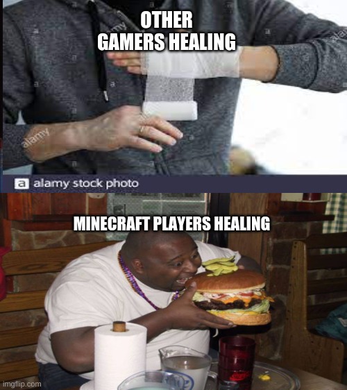 Minecraft healing | OTHER GAMERS HEALING; MINECRAFT PLAYERS HEALING | made w/ Imgflip meme maker