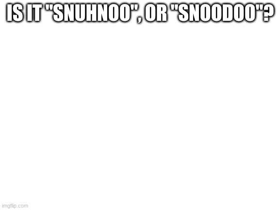 Blank White Template | IS IT "SNUHNOO", OR "SNOODOO"? | image tagged in blank white template | made w/ Imgflip meme maker