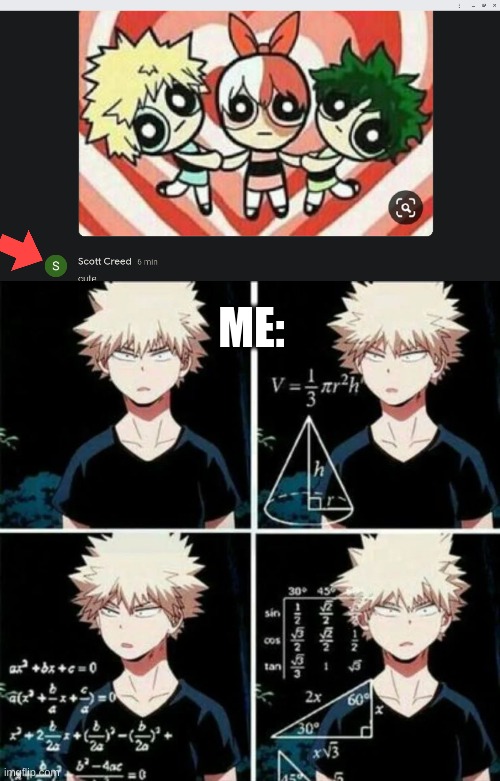 Uhm, SIR- | ME: | image tagged in confused bakugou,power puff anime boys | made w/ Imgflip meme maker