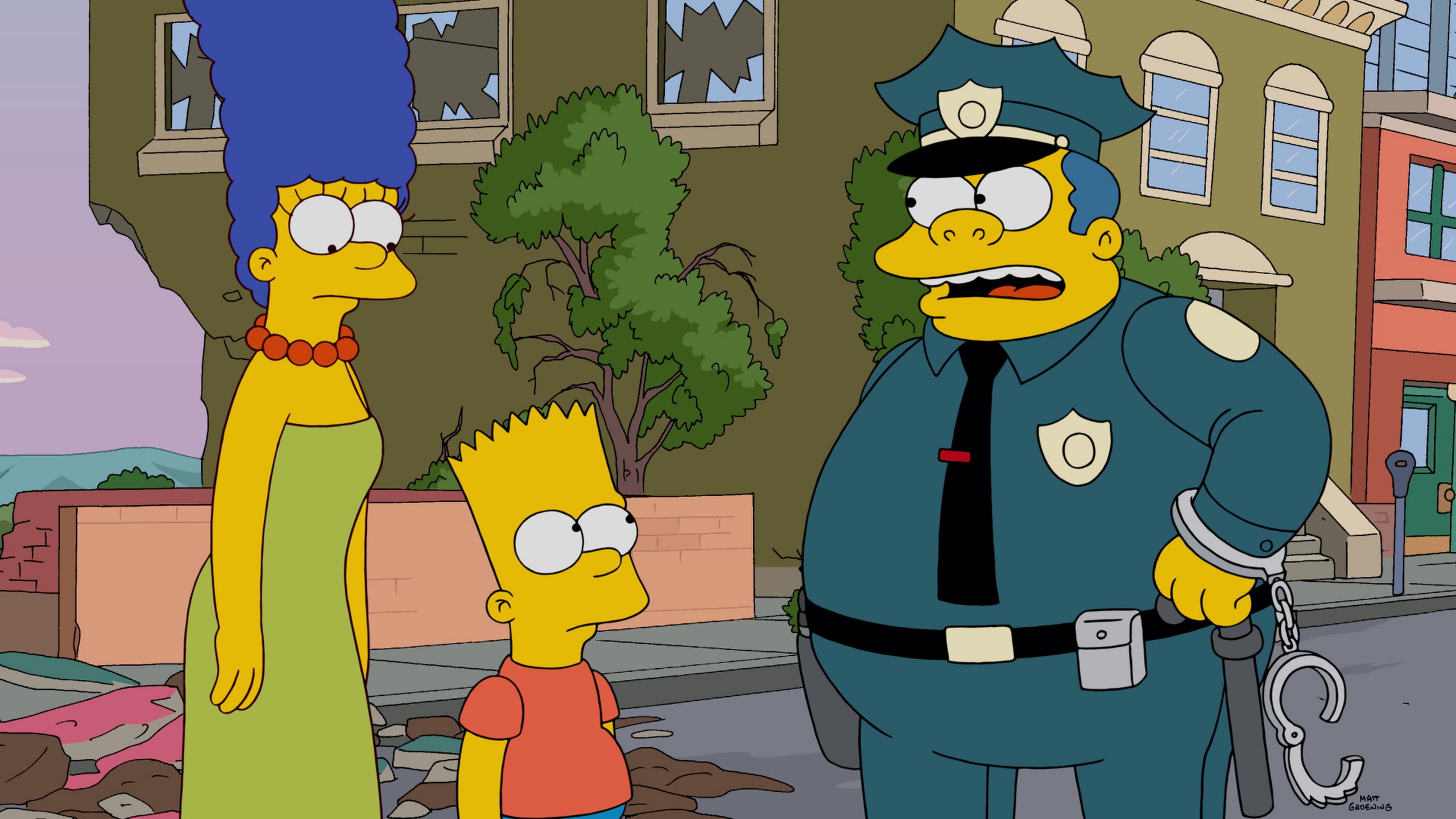 Marge, Chief Wiggum, and Bart Blank Meme Template