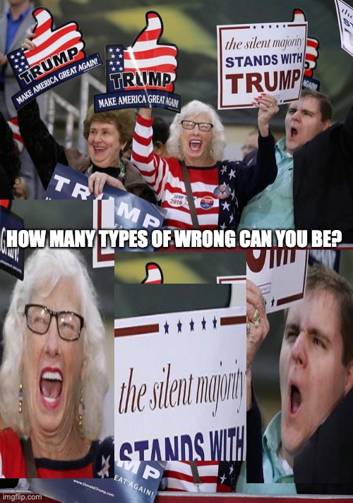 HOW MANY TYPES OF WRONG CAN YOU BE? | image tagged in trump supporter | made w/ Imgflip meme maker