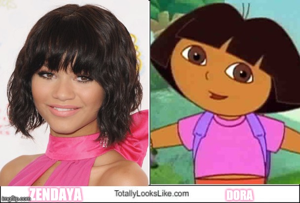 Zendaya Looks Like Dora | ZENDAYA; DORA | image tagged in zendaya,dora the explorer,dora,cute,nickelodeon,totally looks like | made w/ Imgflip meme maker