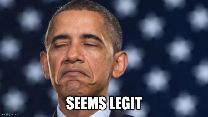 "Seems Legit" Obama | SEEMS LEGIT | image tagged in seems legit obama | made w/ Imgflip meme maker