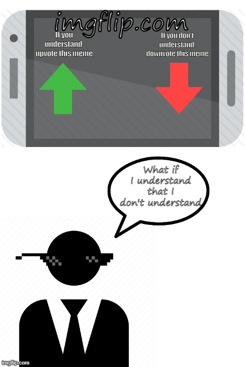 I understand that I don't understand | imgflip.com; If you don't understand, downvote this meme; If you understand, upvote this meme; What if I understand that I don't understand | image tagged in funny memes | made w/ Imgflip meme maker