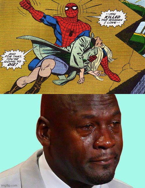 Why Green Goblin, why? | image tagged in black man crying,spiderman,green goblin | made w/ Imgflip meme maker