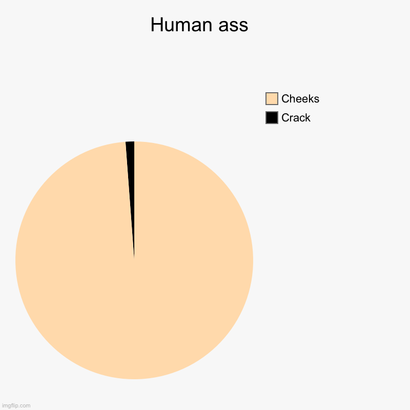 Human ass  | Crack , Cheeks | image tagged in charts,pie charts | made w/ Imgflip chart maker
