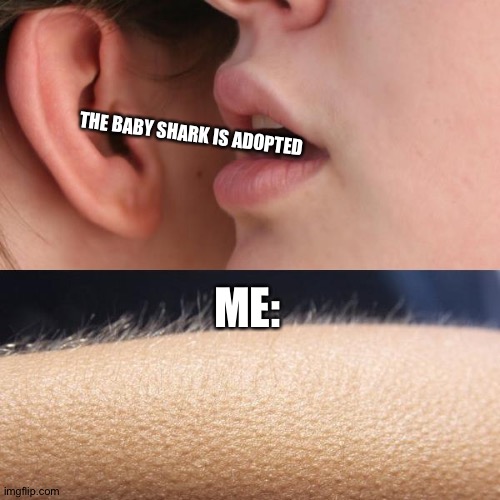 Wait. I THOUGHT BABY SHARK IS BORN | THE BABY SHARK IS ADOPTED; ME: | image tagged in whisper and goosebumps | made w/ Imgflip meme maker