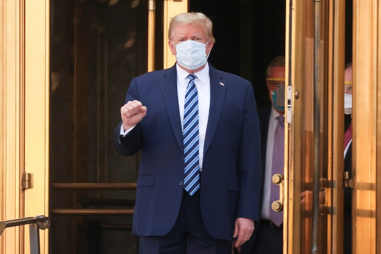 Trump masked against COVID Blank Meme Template