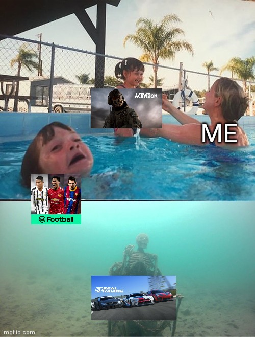 Zino | ME | image tagged in mother ignoring kid drowning in a pool | made w/ Imgflip meme maker