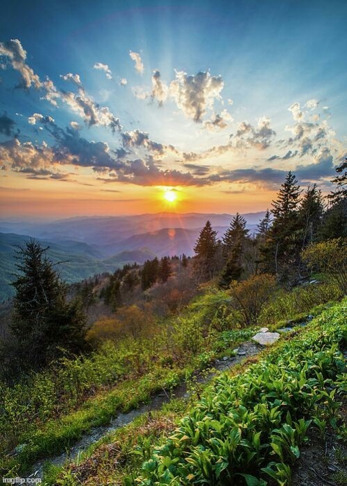From Blue Ridge Parkway, North Carolina, USA | image tagged in scenery,mountains,sunrise,sky | made w/ Imgflip meme maker