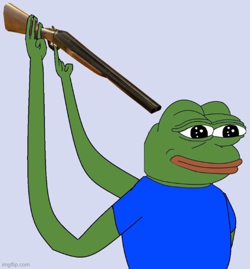 Sad Pepe shooting himself | image tagged in sad pepe shooting himself | made w/ Imgflip meme maker