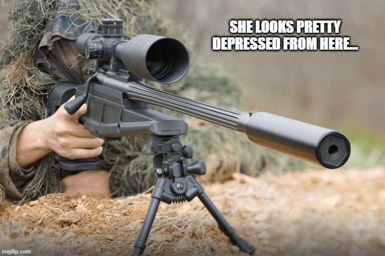 SHE LOOKS PRETTY DEPRESSED FROM HERE... | made w/ Imgflip meme maker