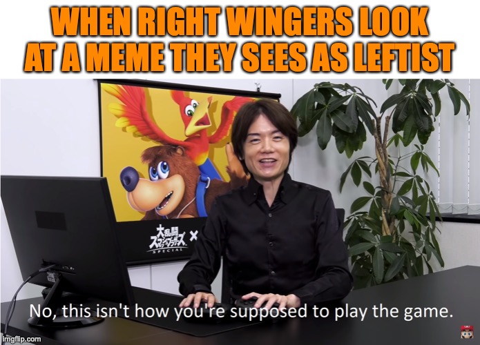 This Isn't How You're Supposed to Play the GaME | WHEN RIGHT WINGERS LOOK AT A MEME THEY SEES AS LEFTIST | image tagged in this isn't how you're supposed to play the game | made w/ Imgflip meme maker