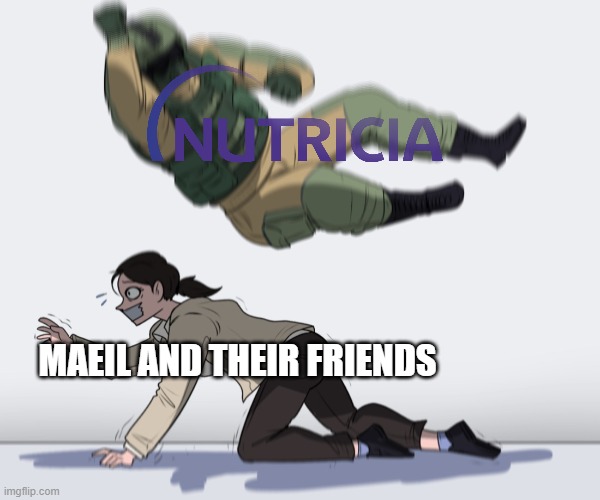 Nutricia be like | MAEIL AND THEIR FRIENDS | image tagged in rainbow six - fuze the hostage,maeil,nutricia,danone | made w/ Imgflip meme maker