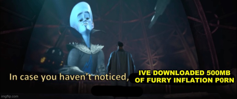 enjoy | IVE DOWNLOADED 500MB OF FURRY INFLATION P0RN | image tagged in megamind trap template | made w/ Imgflip meme maker