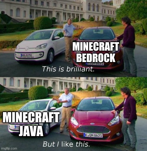 This Is Brilliant But I Like This | MINECRAFT BEDROCK; MINECRAFT JAVA | image tagged in this is brilliant but i like this | made w/ Imgflip meme maker