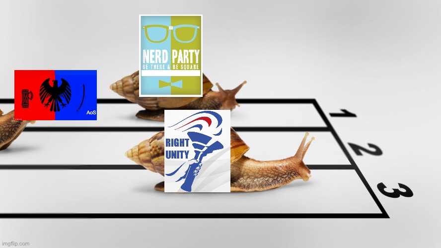 The polls say it all: next election it will be between n.e.r.d and rup! | image tagged in snail race | made w/ Imgflip meme maker